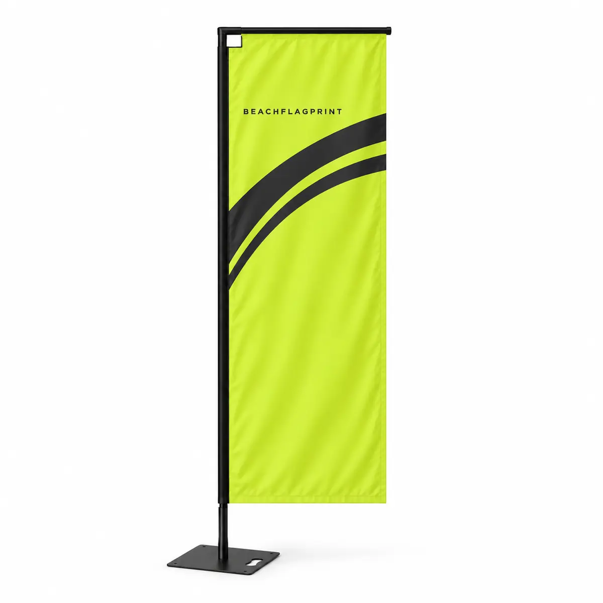 Illustrative Beach flag Rectangle Beachflag mit Deluxe-Standfuß vor weißem Hintergrund